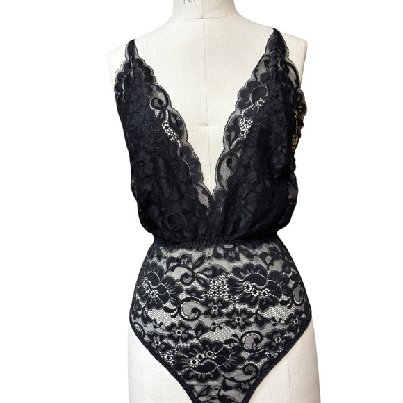 Wishlist Other - Wishlist Lace Bodysuit Halter Size S Black One Piece Thongs